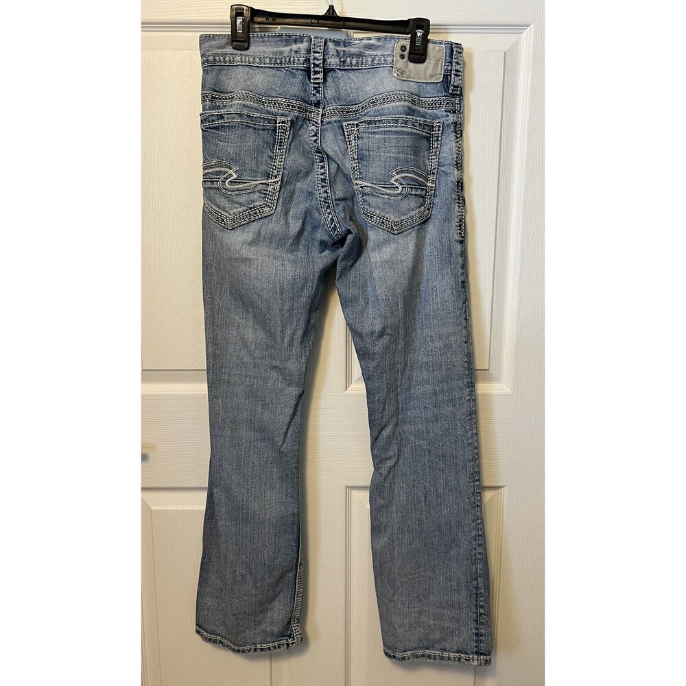 Silver Mens Straight Leg Jeans Gordie 30 x 31.5 Distressed Thick Stitch - Picture 3 of 10